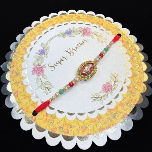 Stone Adorned Rakhi Gift Pack