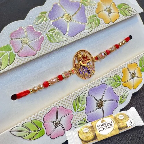 Beautiful Radha Krishna Rakhi & Rocher Delight