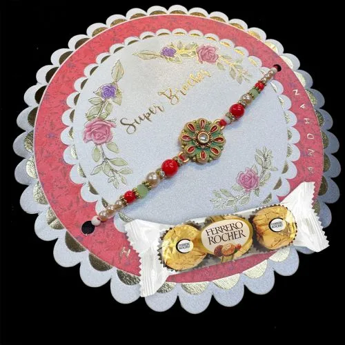 Graceful Floral Rakhi & Rocher Duo