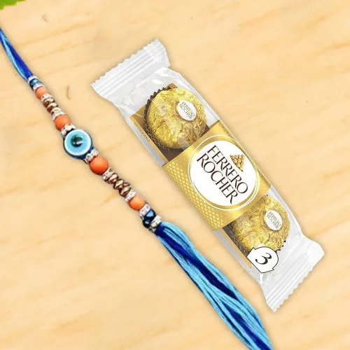 Trendy Evil Eye Rakhi & Ferrero Set