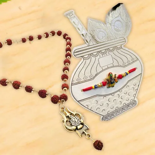 Spiritual Ganesha Rakhi & Rudraksha Mala Gift
