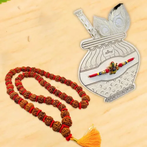 Spiritual Ganesha Rakhi & Rudraksh Mala Set