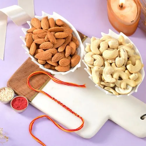 Joyful Rakhi with Nuts and Blessings