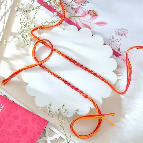 Rakhi Blessings: Pair of Moli Threads with Tilak Essentials
