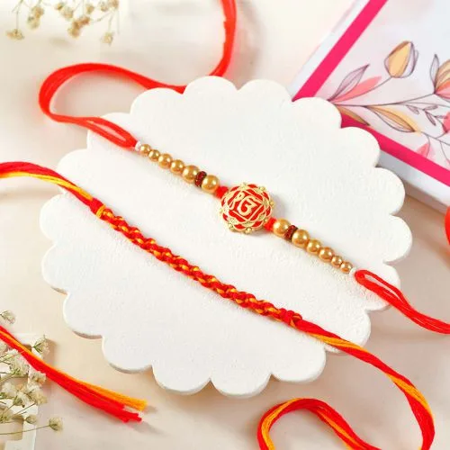 Elegant Two Rakhi Gift Set