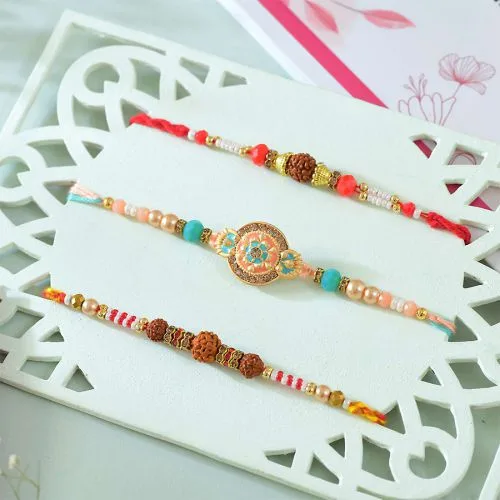 Elegant Designer Rakhi Trio Set