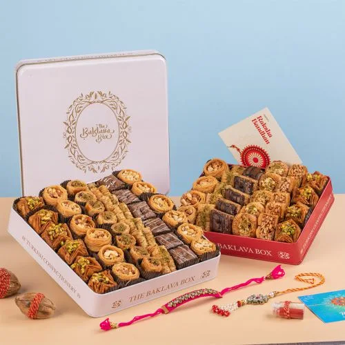 Premium Rakhi  N  Baklava Treats Box