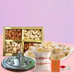 Special Gold Thali with Haldiram Kaju Katli and Dry Fruits with Free Rakhi