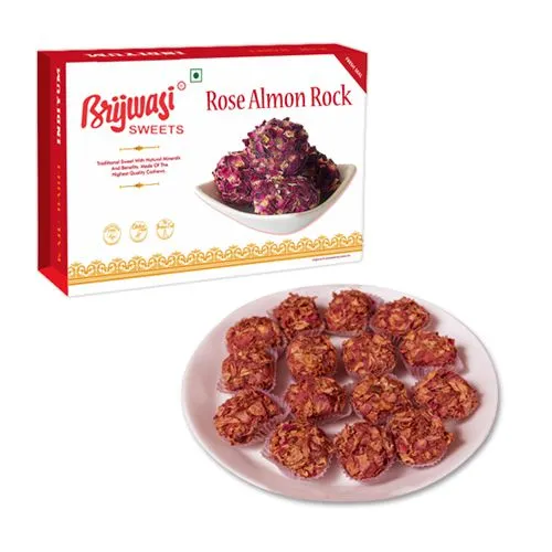 Rose Almon Rock from Brijwasi Sweets