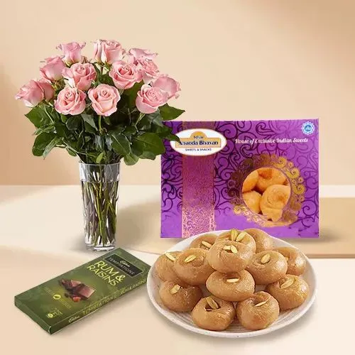 Fresh Roses N Sweet Bliss