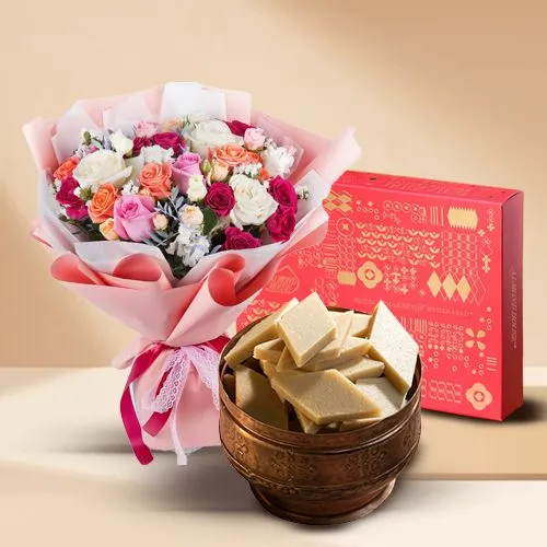 Mixed Roses  N  Kaju Barfi Delight