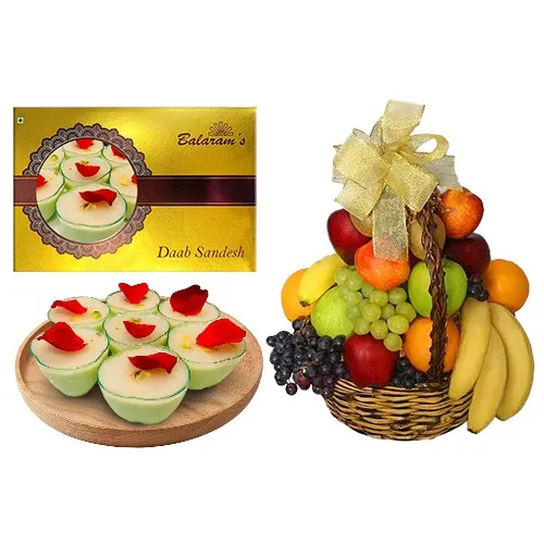 Daab Sandesh from Balaram Mullick with Fresh Fruit Basket
