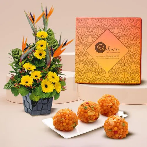 Mixed Flowers Vase N  N  Laddu Delight