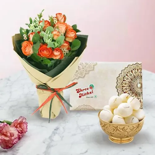 Orange Rose Radiance N Rasgulla Duo