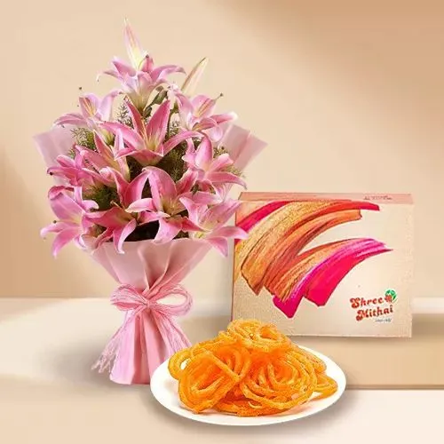 Classic Lilies Bouquet N Jalebi Combo