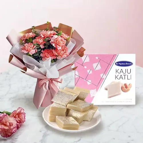 Charming Carnations  N  Kaju Katli Treat