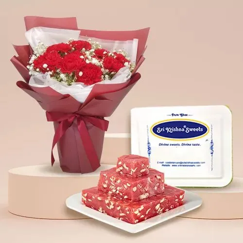 Stunning Carnations  N  Bombay Halwa Treat