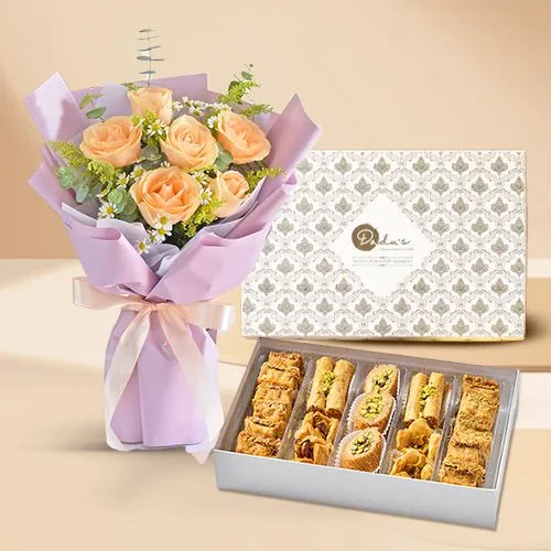 Yellow Roses N Mixed Baklava Combo