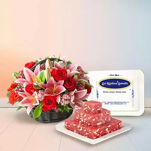 Exquisite Roses  N  Bombay Halwa Combo