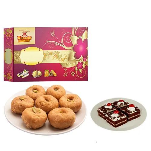 Balushahi from Karachi Sweet Mart with Chocolate Pastry