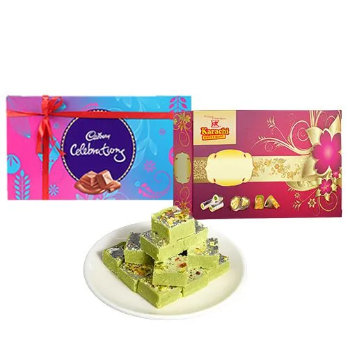 Pista Barfi from Karachi Sweet Mart with Cadbury Celebration