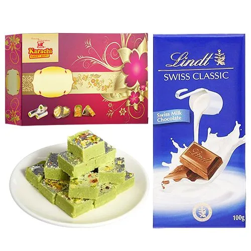 Pista Barfi from Karachi Sweet Mart with Lindt Excellence Bar