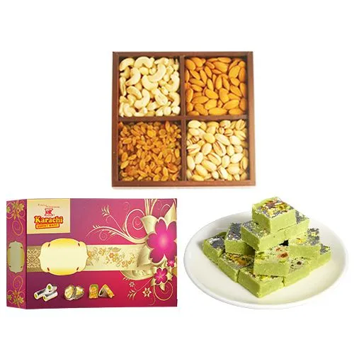 Pista Barfi from Karachi Sweet Mart with Mixed Dry Fruits