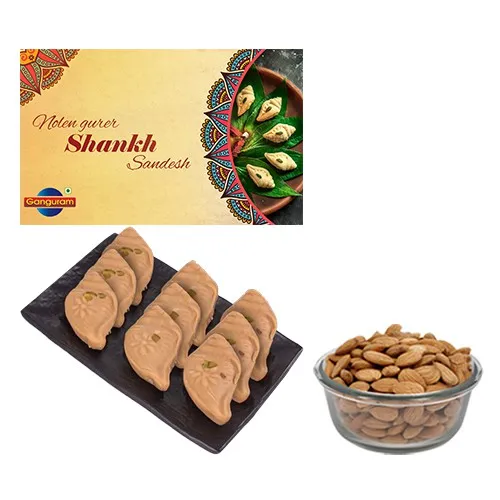 Nolen Gurer Shankh Sandesh from Ganguram with Crunchy Almonds