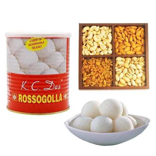 Canned Rossogolla from K.C.Das with Mixed Dry Fruits