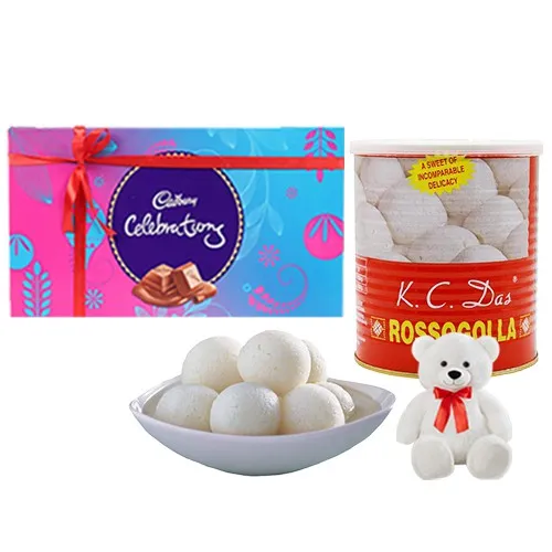 Canned Rossogolla from K.C.Das with Teddy N Cadbury Celebration
