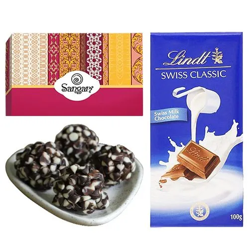 Kaju Chocotwin from Sangam Sweets with Lindt Excellence Chocolate Bar