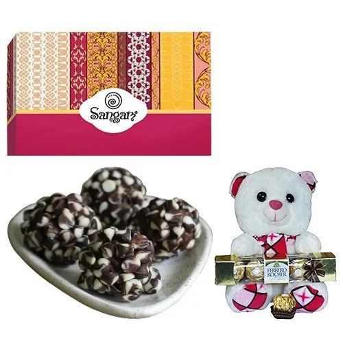 Kaju Chocotwin from Sangam Sweets with Teddy N Ferrero Rocher