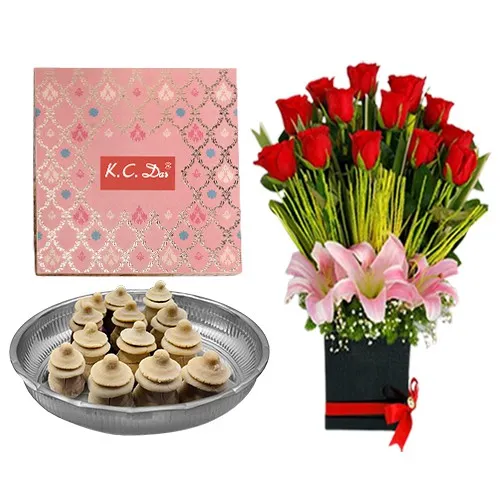 Amrita Kumbha from K.C.Das with Designer Flower Arrangement