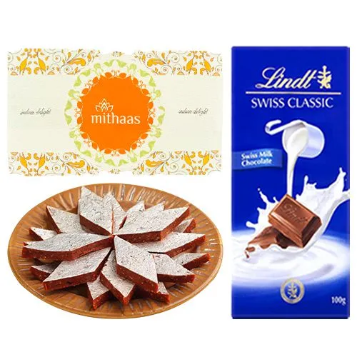 Anjeer Katli from Mithas Delicious Sweets with Lindt Excellence Chocolate Bar