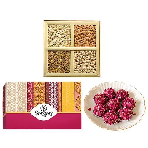 Kaju Rose Laddu from Sangam Sweets with Assorted Dry Fruits	