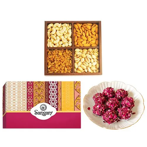 Kaju Rose Laddu from Sangam Sweets with Mixed Dry Fruits