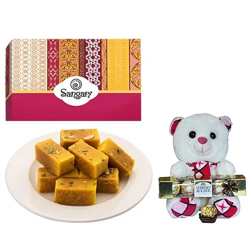 Mysore Pak from Sangam Sweets with Teddy  N  Ferrero Rocher