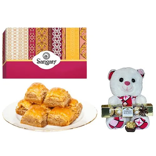 Desi Baklava from Sangam Sweets with Teddy  N  Ferrero Rocher