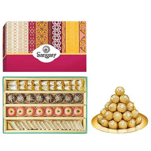 Cashew Delight from Sangam Sweets with Ferrero Rocher