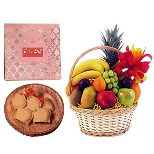 Nolen Gurer Jalbhora from K.C.Das with Fresh Fruit Basket