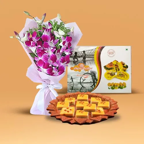 Charming Orchids N Butterscotch Sandesh Delight