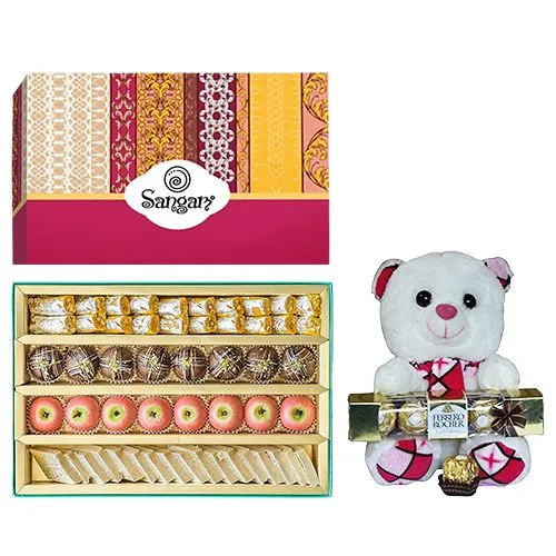 Cashew Delight from Sangam Sweets with Teddy  N  Ferrero Rocher