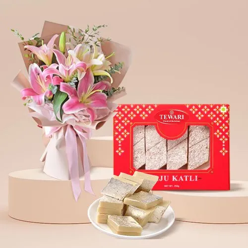 Fresh Lilies  N  Indulgent Kaju Barfi