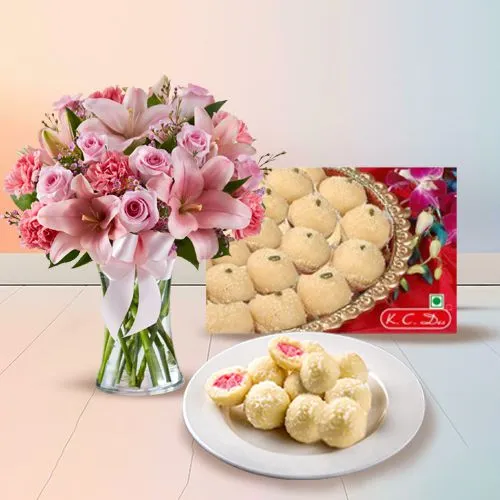 Beautiful Flowers N Khir Kadam Delight