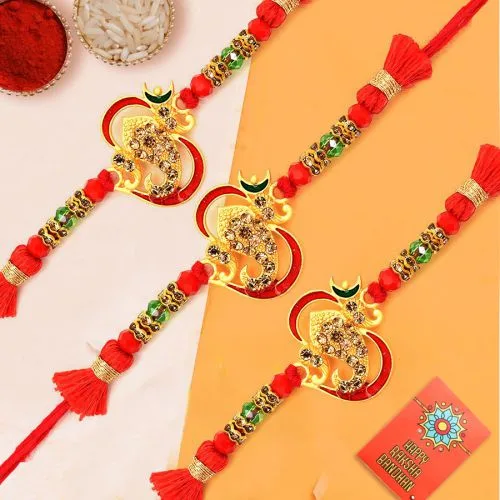 Charming Ganesha Rakhi Trio