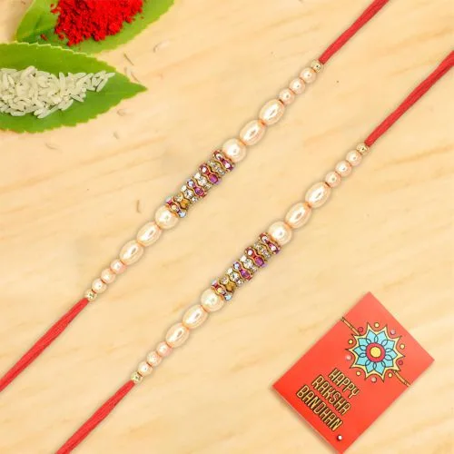 Stylish Pearl Rakhi Pair