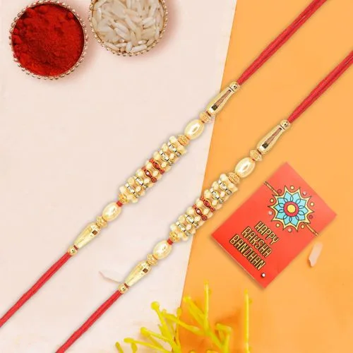 Gleaming Pearl Rakhi Duo