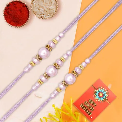 Elegant Triple Pearl Rakhi Gift
