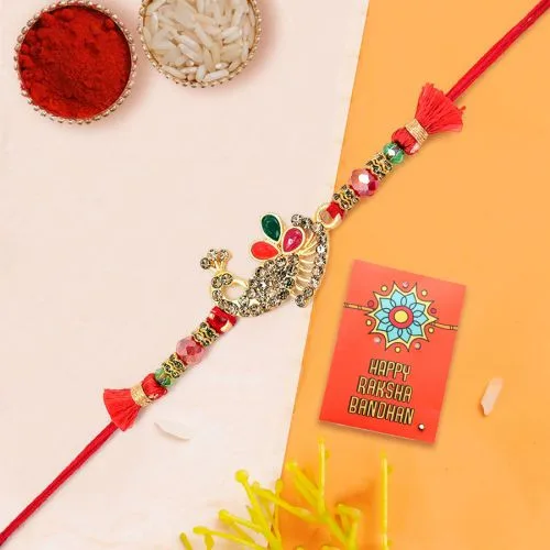 Stunning Peacock Stone Rakhi Gift
