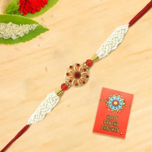 Graceful Floral Stone & Beads Rakhi